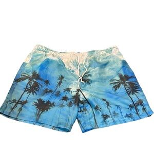 Men’s Veccoberry swim trunks, blue with palm‎ trees  size XXL